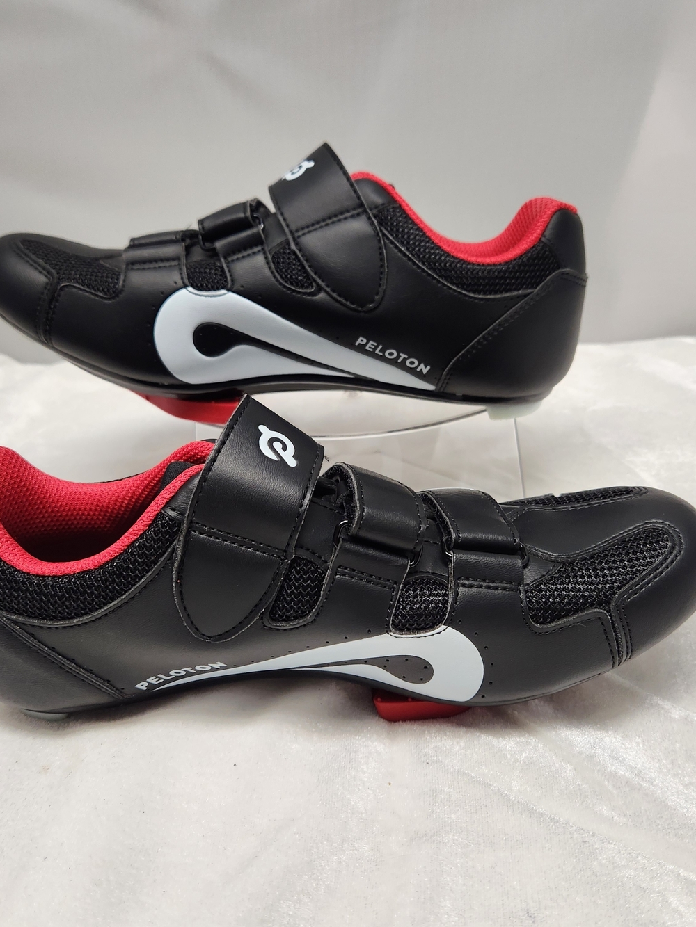 Peloton Black Cycling Shoes with Red Lining and White Accent